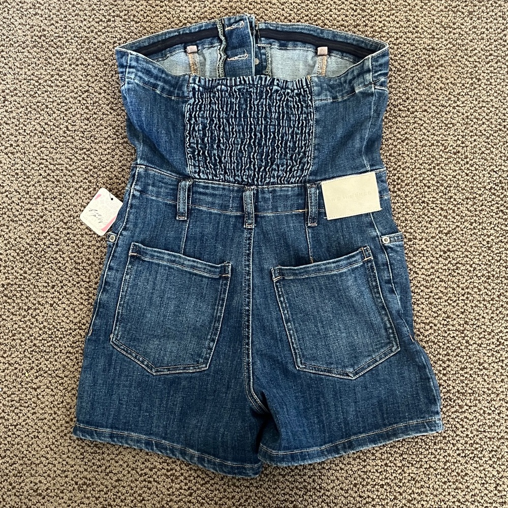 NWT free people strapless jean romper - Picture 2 of 7